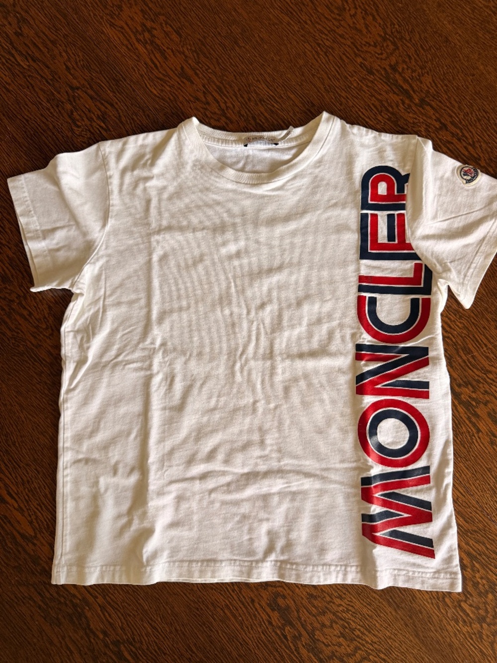 Moncler white t-shirt with oversized Moncler lettering